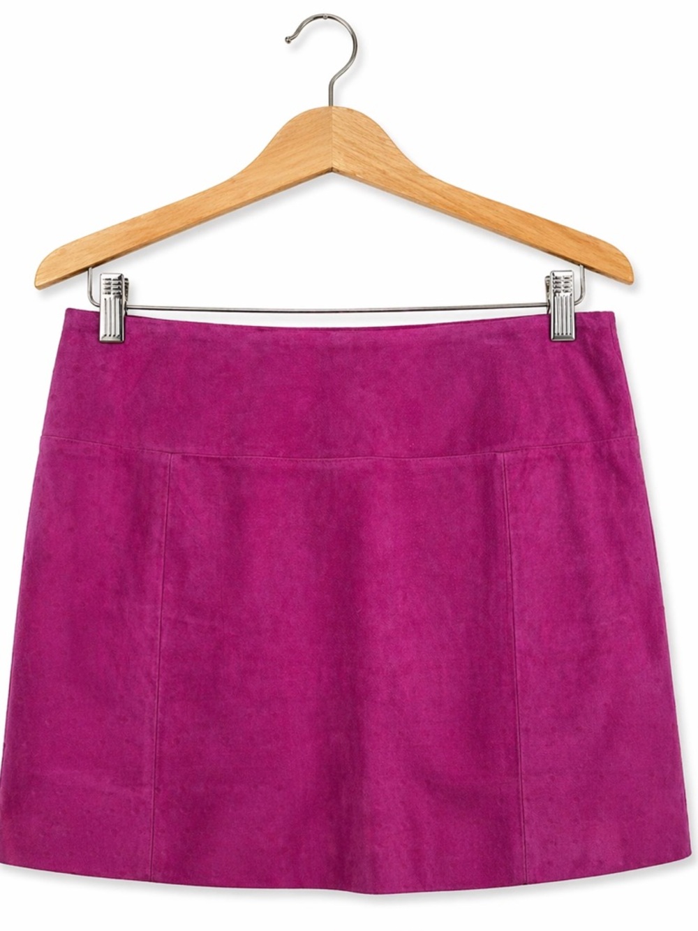 Y2K Cache Fuchsia Genuine Suede Mini Skirt Size 6 Vintage Glam Barbiecore
